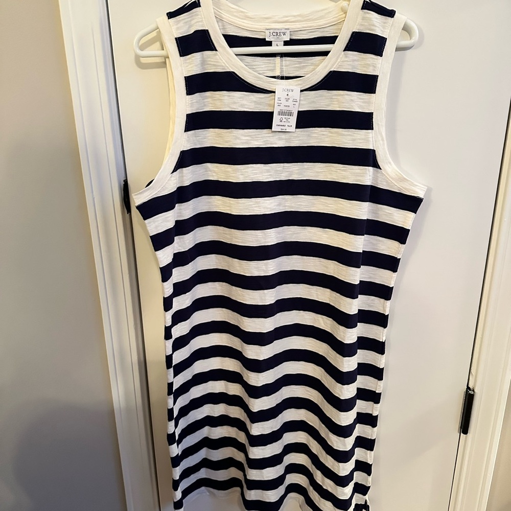 NWT J.Crew Women’s Navy and White Striped Sleeveless T-Shirt Dress